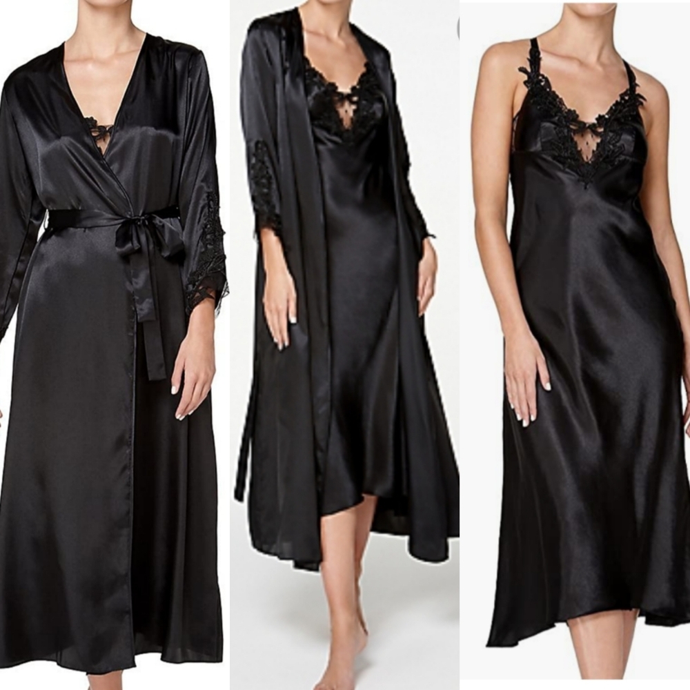 Flora Nikrooz stella 2pcs gown and robe set black